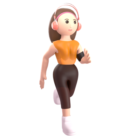 Fille faisant la course du matin  3D Icon