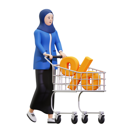 Fille faisant du shopping pour le ramadan  3D Illustration