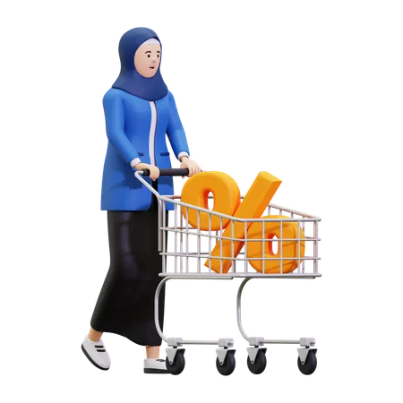 Fille faisant du shopping pour le ramadan  3D Illustration