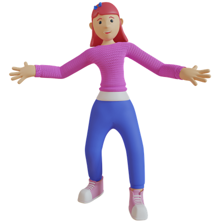 Fille heureuse  3D Illustration