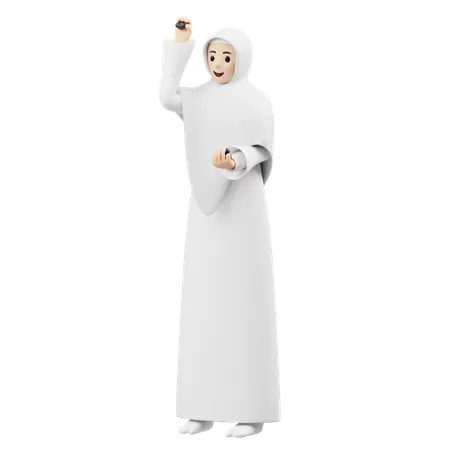 Fille en hijab célébrant la Jumrah  3D Illustration