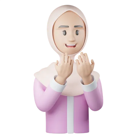 Fille islamique prie  3D Icon