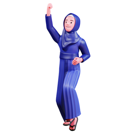 Fille islamique sautant dans les airs  3D Illustration