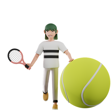 Fille jouant au tennis  3D Illustration