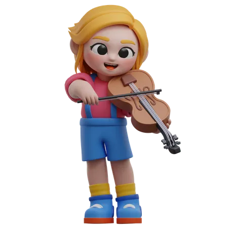 Fille jouant du violon  3D Illustration