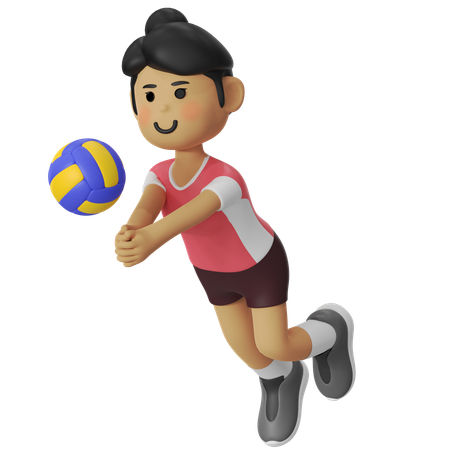 Fille joueuse de volley-ball en plongée  3D Illustration