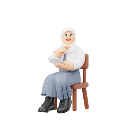 Une fille mémorise tranquillement des notes  3D Illustration