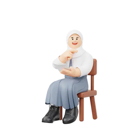 Une fille mémorise tranquillement des notes  3D Illustration