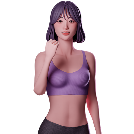 Fille montrant des muscles forts  3D Illustration