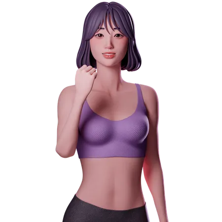 Fille montrant des muscles forts  3D Illustration