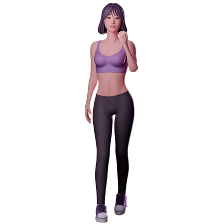 Fille montrant le poing  3D Icon