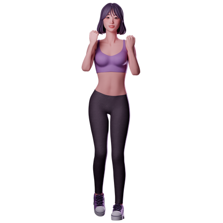 Fille montrant sa force  3D Icon