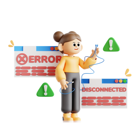 Fille montrant une connexion compliquée  3D Illustration