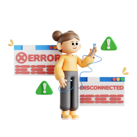 Fille montrant une connexion compliquée  3D Illustration