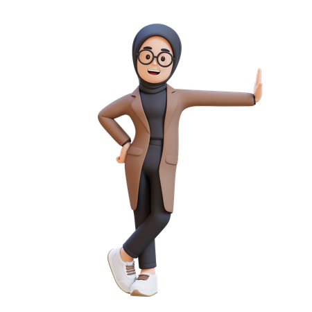 Fille musulmane allongée sur un mur transparent  3D Illustration