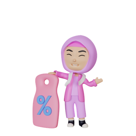 Fille musulmane avec coupon de réduction  3D Illustration