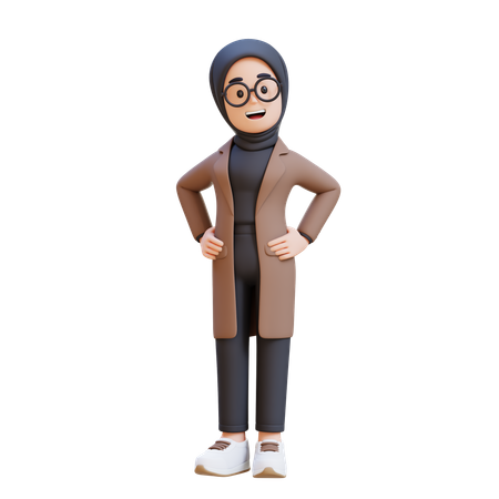 Fille musulmane debout avec sa main sur la hanche  3D Icon