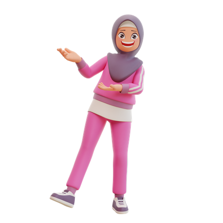 Fille musulmane montrant quelque chose  3D Icon
