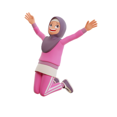 Fille musulmane qui saute  3D Icon