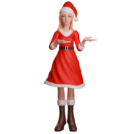 Fille du Père Noël montrant quelque chose de droitier  3D Illustration