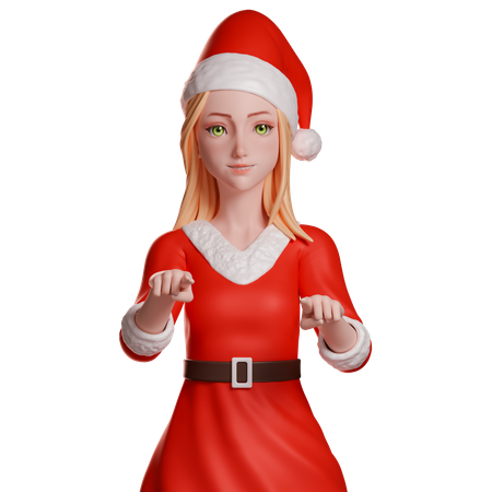 Police de caractères de Santa Girl pointant  3D Illustration