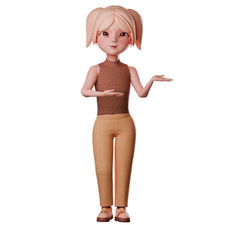 Fille pointant vers le côté  3D Illustration