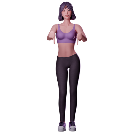Fille pointant vers le bas  3D Icon