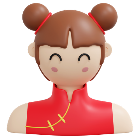 Fille portant un costume traditionnel chinois  3D Icon