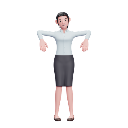Fille portant une chemise longue et une jupe faisant une pose de marionnette  3D Illustration