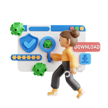 Fille qui répare les logiciels malveillants  3D Icon