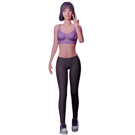 Fille saluant bonjour  3D Icon