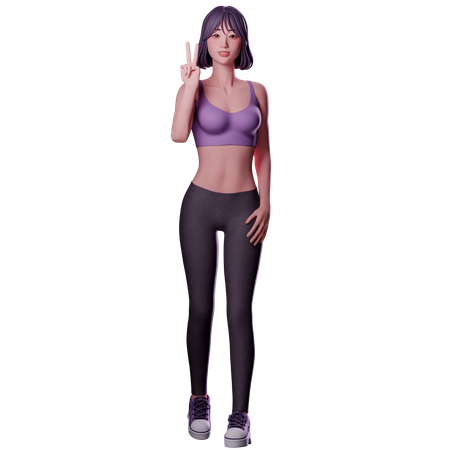 Fille saluant bonjour  3D Icon