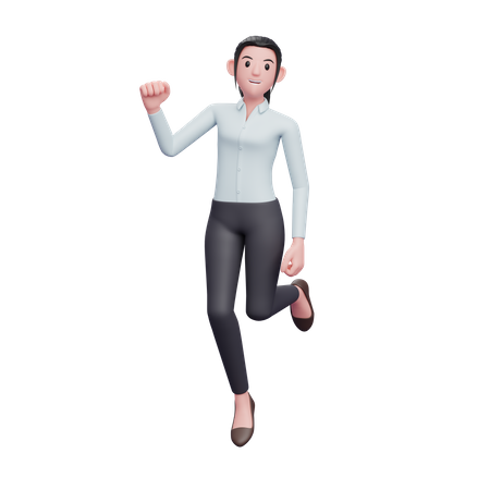 Fille sautant dans les airs  3D Illustration