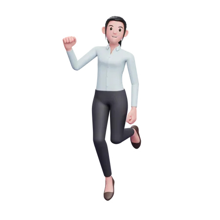 Fille sautant dans les airs  3D Illustration