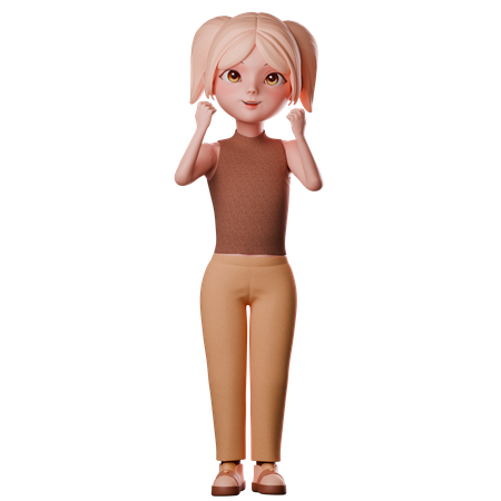 Fille se sentant heureuse  3D Illustration