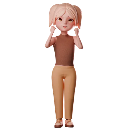 Fille se sentant heureuse  3D Illustration