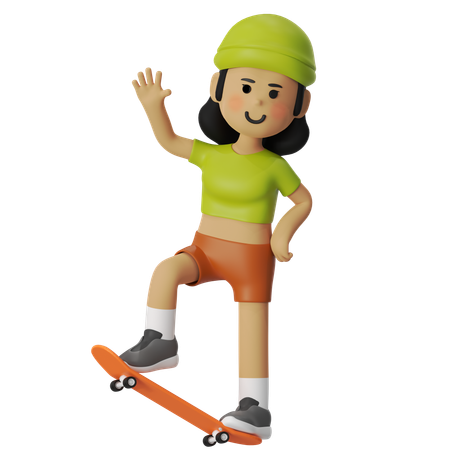 Fille de skateboard stable  3D Illustration