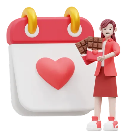 Fille tenant du chocolat  3D Illustration