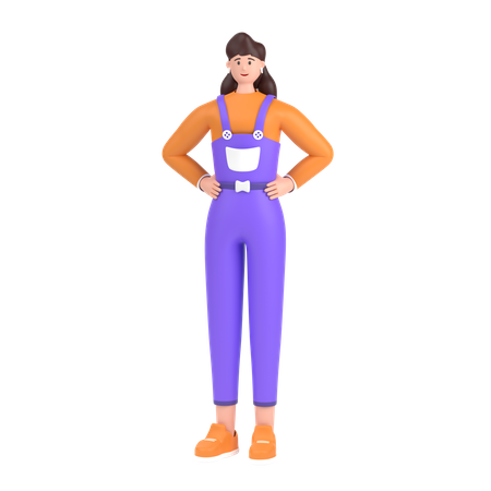 Fille tenant la main sur la pose de la taille  3D Illustration