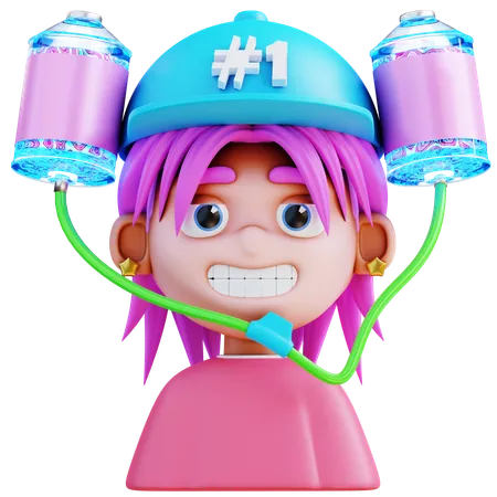 Fille utilisant un chapeau à bulles  3D Icon