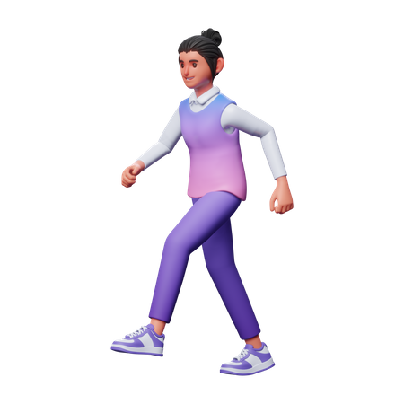 Fille va marcher  3D Illustration