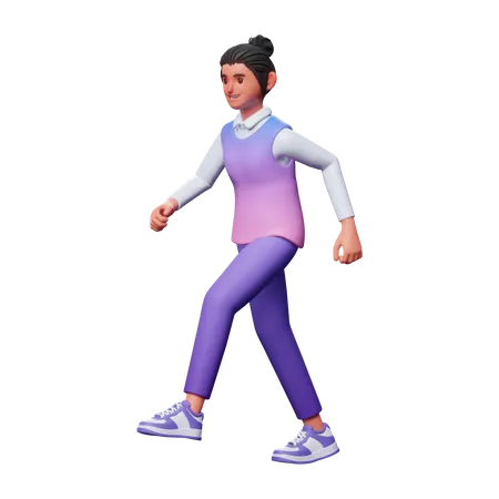 Fille va marcher  3D Illustration