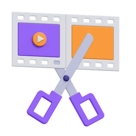 A Collection Of Cut The Film In 3 D Format 3D Icon