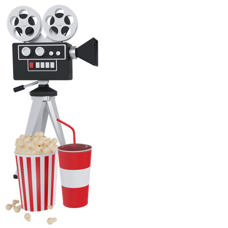 Film Projector And Cinema Food  3D Icon