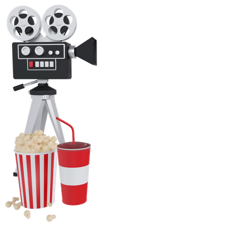 Film Projector And Cinema Food 3D Illustration