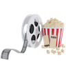 popcorn bucket and movie ticket 3d logos