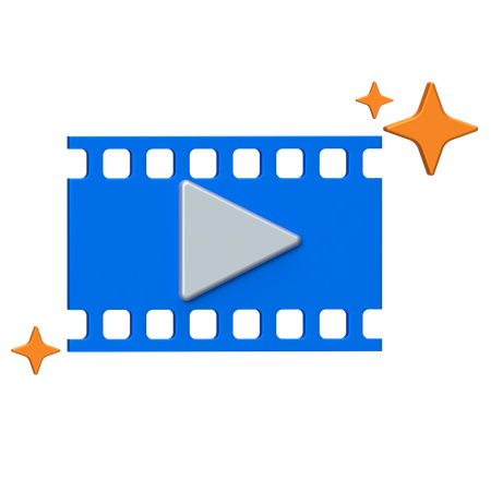 Film Strip With Button  3D Icon