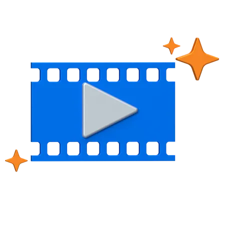 Film Strip With Button  3D Icon