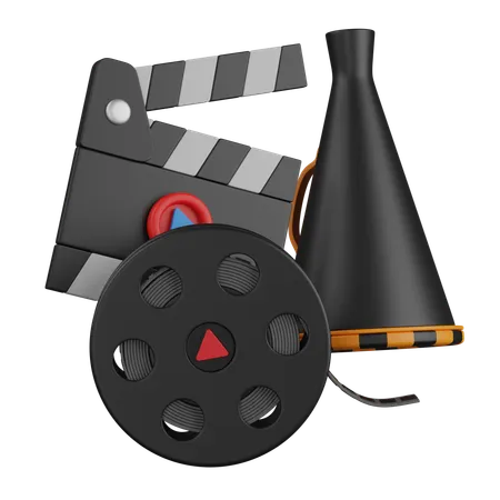 Filmklappe und Filmrolle  3D Icon