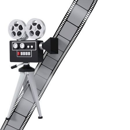 Filmprojektor und Filmstreifen  3D Illustration